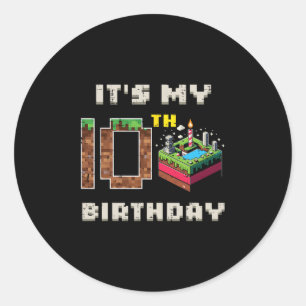 Mein 10. Geburtstag Pixel Spiel 10 Kuchen Gamer Ju Runder Aufkleber
