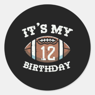 Mein 12. Geburtstag American Football 12 Jahre alt Runder Aufkleber