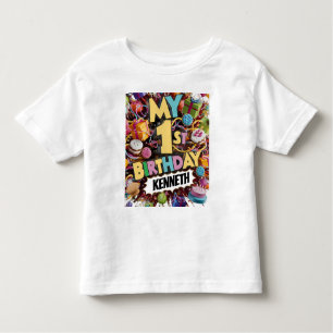 Mein 1. Geburtstag Cookies Cake und Balloons Kleinkind T-shirt