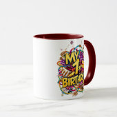 Mein 1. Geburtstag Cookies Cake und Balloons Tasse (VorderseiteRechts)