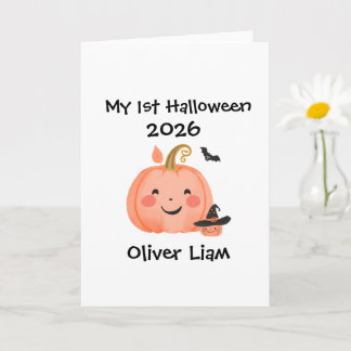 Mein 1. Halloween 2026 Lächelnder Kürbis Hexen Nam Karte