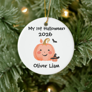 Mein 1. Halloween 2026 Lächelnder Kürbis Hexen Nam Keramik Ornament