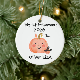 Mein 1. Halloween 2026 Lächelnder Kürbis Hexen Nam Keramik Ornament