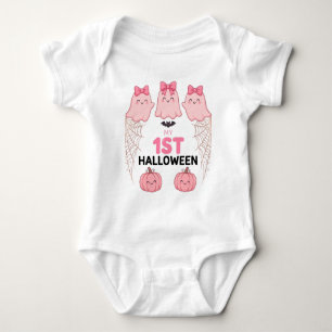 Mein 1. Halloween-Baby-Body rosa Geister Baby Strampler