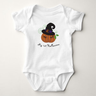 Mein 1. Halloween Niedlicher Kürbis mit Hexenhut Baby Strampler