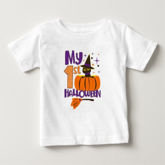 Mein 1. Halloween Pumpkin & Black Cat Baby T-shirt (Vorderseite)