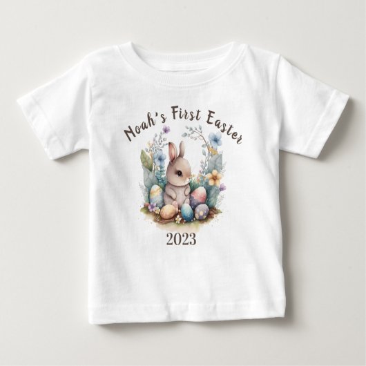 Mein 1. Ostergeblasenes Geschenk Personilzesd Rabb Baby T-shirt (Vorderseite)