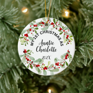 Mein 1. Weihnachten als Tante, Foto, Personalisier Keramik Ornament