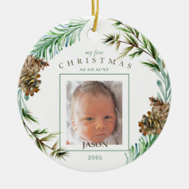 Mein 1. Weihnachten als Tante Name Foliage Foto Keramik Ornament