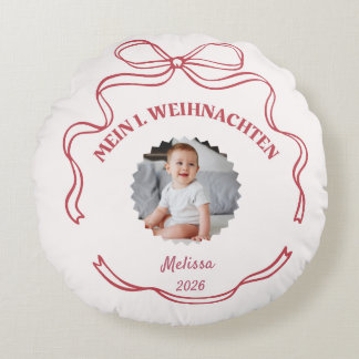 Mein 1. Weihnachten Rundkissen für Baby, Mädchen Rundes Kissen