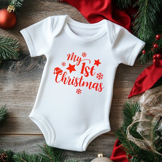 Mein 1. Weihnachts-Modern-Script Winterschneeflock Baby Strampler