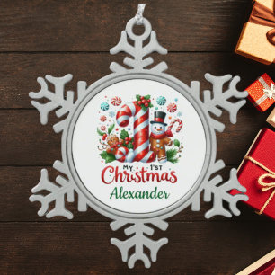 Mein 1. Weihnachts-Zuckerstangen-Ornament Schneeflocken Zinn-Ornament