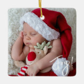 Mein 1. Weihnachtsjunge Baby Geburtsstat Foto Keramikornament (Vorderseite)