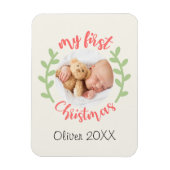 Mein 1. Weihnachtsjunge Name FOTO Wreath Holiday Magnet (Vertikal)
