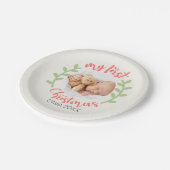 Mein 1. Weihnachtsjunge Name FOTO Wreath Holiday Pappteller (Schrägansicht)