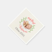 Mein 1. Weihnachtsjunge Name FOTO Wreath Holiday Serviette (Ecke)