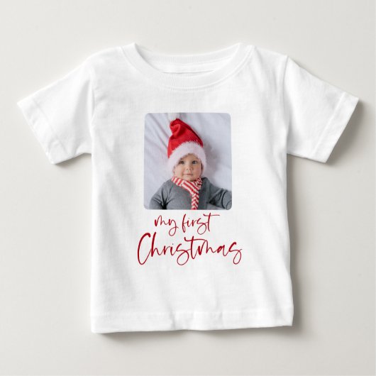 Mein 1. Weihnachtskript-Foto Baby T-shirt (Vorderseite)