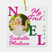Mein 1. Weihnachtsmädchen Pink Foto Keepake Keramikornament (Vorderseite)