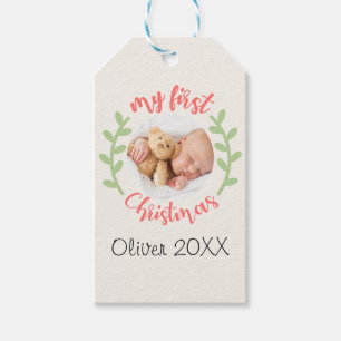 Mein 1. Weihnachtsnachtsname FOTO Wreath Geschenke Geschenkanhänger