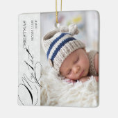 Mein 1. Weihnachtsskript Vertikales Foto Snowflake Keramikornament (Links)