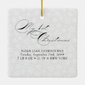 Mein 1. Weihnachtsskript Vertikales Foto Snowflake Keramikornament (Rückseite)