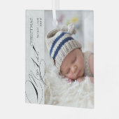 Mein 1. Weihnachtsskript Vertikales Foto Snowflake Ornament Aus Glas (Vorderseite links)