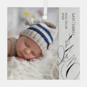 Mein 1. Weihnachtsskript Vertikales Foto Snowflake Ornament Aus Glas (Rückseite)