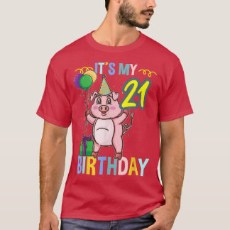 Mein 21. Geburtstag Niedliches Schwein T-Shirt