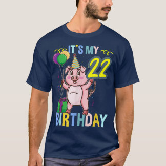 Mein 22. Geburtstag Niedliches Schwein T-Shirt