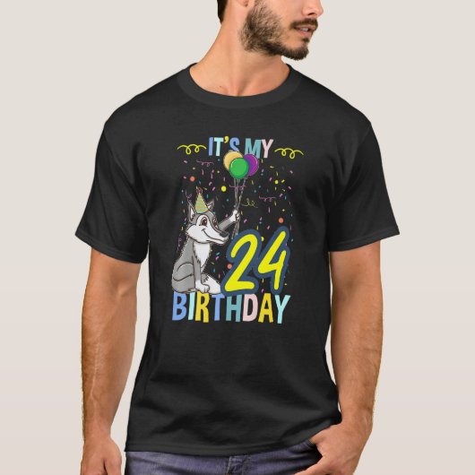 Mein 24. Geburtstag Wolf T-Shirt (Vorderseite)