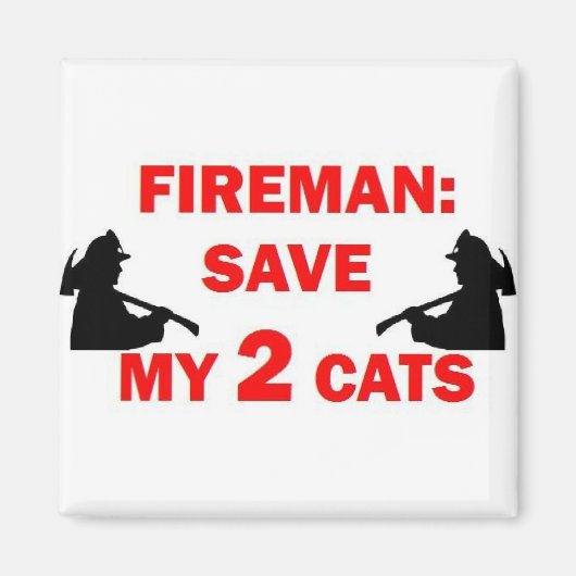 Mein 2 Katzen Feuerwehrmann gerettet Magnet (Vorne)