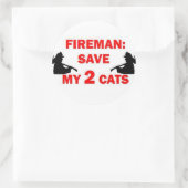 Mein 2 Katzen Feuerwehrmann gerettet Runder Aufkleber (Tasche)
