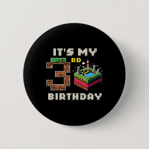 Mein 3. Geburtstag Pixel-Spiel 3 Kuchen Video-Spie Button