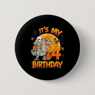 Mein 4. Geburtstag Dinosaurier Skelett Mumie Hallo Button