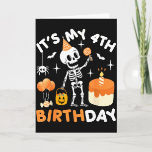 Mein 4. Geburtstag-lustiges Halloween-Skelett 4. G Karte