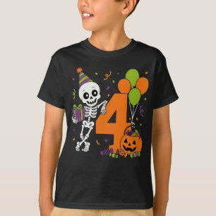 Mein 4. Geburtstag Skelett Halloween Wird 4 Jahre T-Shirt