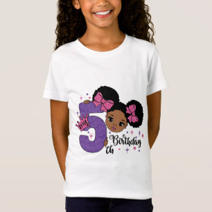 Mein 5. Geburtstag Black Girl Glitzer Princess Des T-Shirt