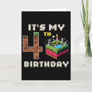 Mein 5. Geburtstag Pixel Spiel 4 Kuchen Video Game Karte