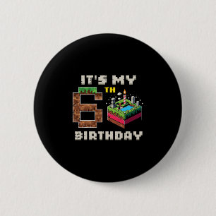Mein 6. Geburtstag Pixel Spiel 6 Kuchen Video Game Button