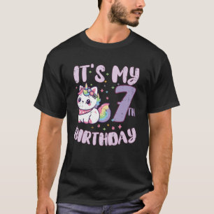 Mein 7. Geburtstag Einhorn Katze 7 Jahre alte Bday T-Shirt
