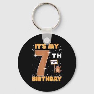 Mein 7. Geburtstag Groundhog Day 7 Jahre altes Mäd Schlüsselanhänger