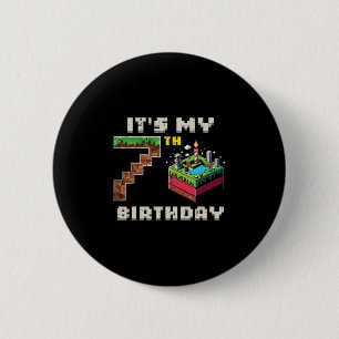 Mein 7. Geburtstag Pixel-Spiel 7 Torte Videospiele Button