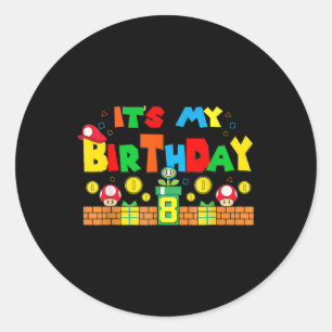 Mein 8. Geburtstag Gaming Vater und Mama Runder Aufkleber