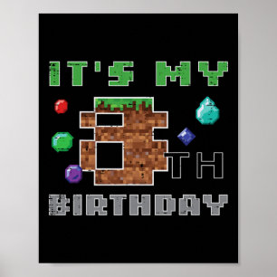 Mein 8. Geburtstag Pixel 8 Gamer Videospiel Jungen Poster
