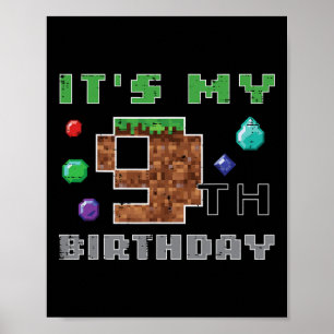 Mein 9. Geburtstag Pixel 9 Gamer Videospiel Jungen Poster