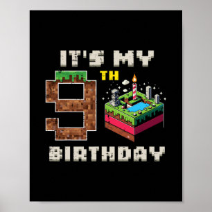 Mein 9. Geburtstag Pixel Game 9 Kuchen Video Gamer Poster