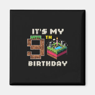 Mein 9. Geburtstag Pixel-Spiel 9 Kuchen Video-Spie Magnet