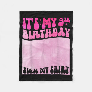 Mein 9. Geburtstag Schild Mein Shirt Süßes Groovy Fleecedecke
