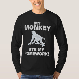 Mein Affe aß meine Hausaufgaben Primat Baboon zurü T-Shirt