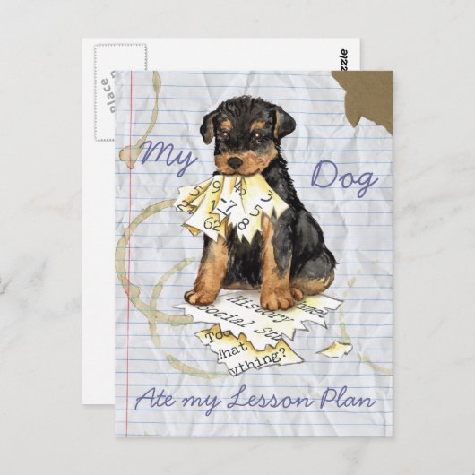 Mein Airedale Ate mein Lektionsplan Postkarte (Vorne/Hinten)